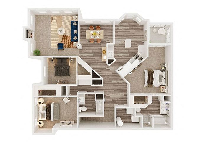 C2 - attached 2 car garage floor plan