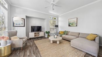 a living room with a couch and a ceiling fan, Henley Tampa Palms, Tampa, FL