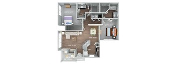 Hunter 2 Bed 2 Bath Floor plan at Fortress Grove, Murfreesboro, Tennessee