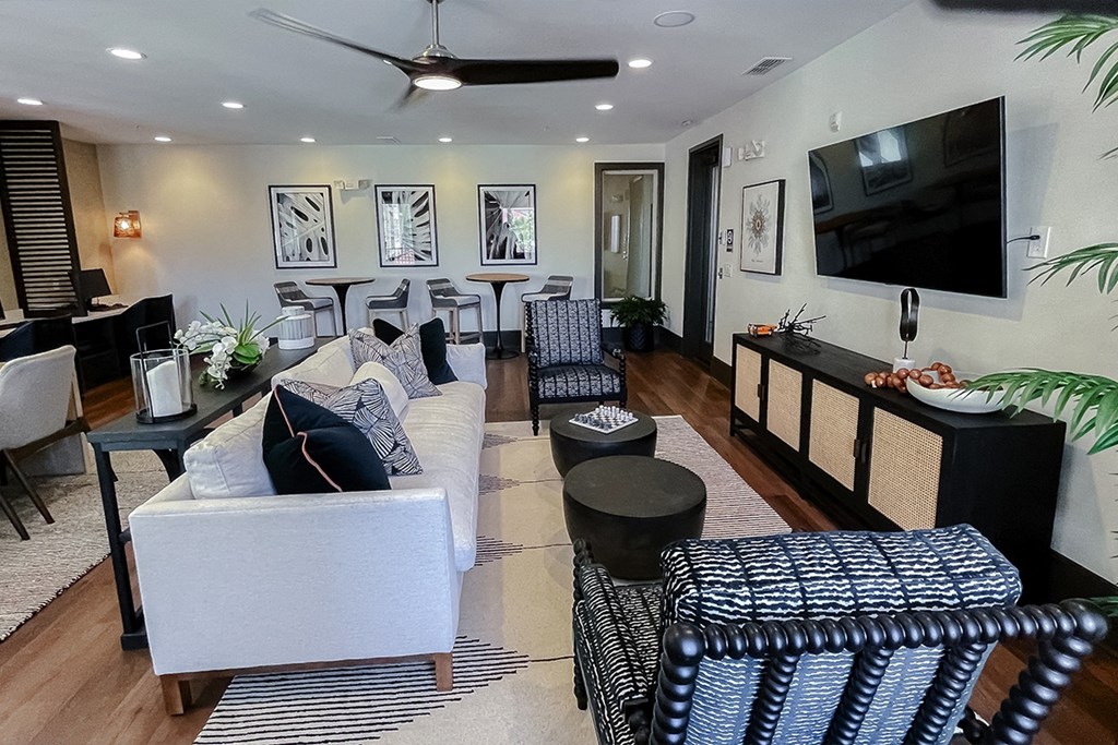 Business center sofa seating at Two Addison Place Apartments , Pooler, Georgia