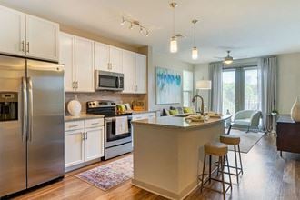 Kitchen with stainless steel appliances and island, 1010 Dilworth, Charlotte NC
