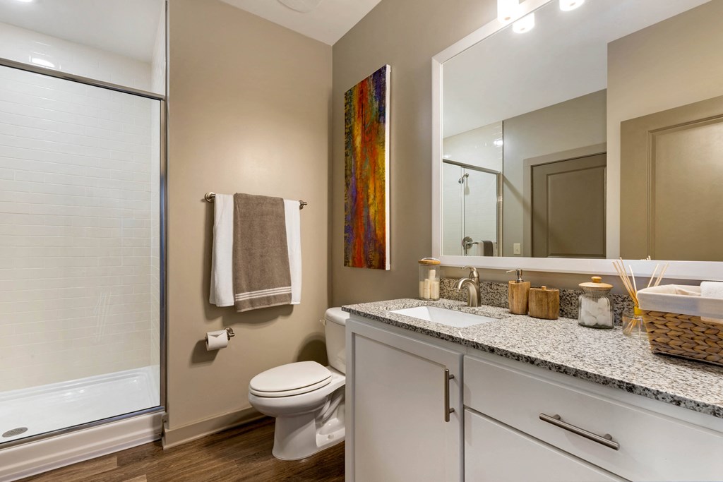 Bathroom with  shower at 1010 Dilworth Apartments, Charlotte, NC