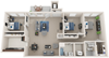 Kenilworth at Charles 3D 3 Bedroom 2 Bath with Terrace Floor Plan