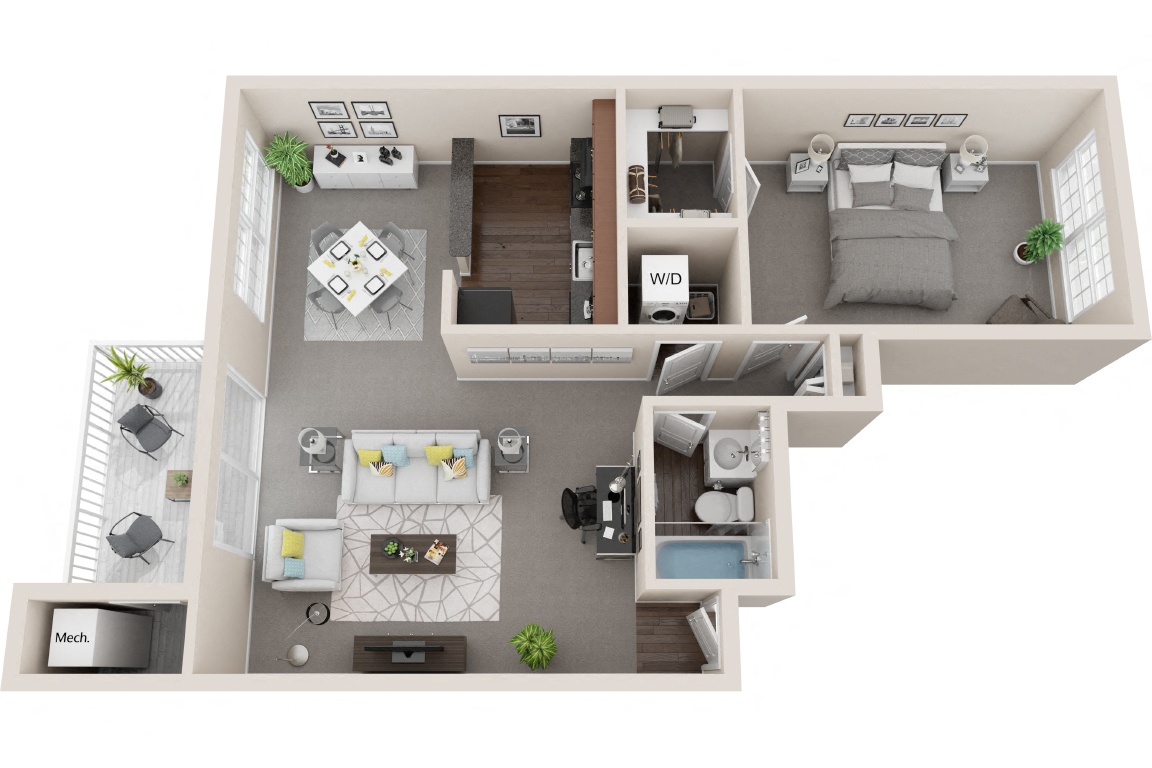 1 Bedroom 1 Bath Large Dining - Renovated floor plan