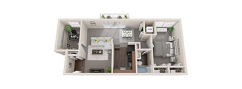 1 bed 1 bath with den, 861sf 3d floor plan  at Kenilworth at Charles Apartments, Towson, 21204