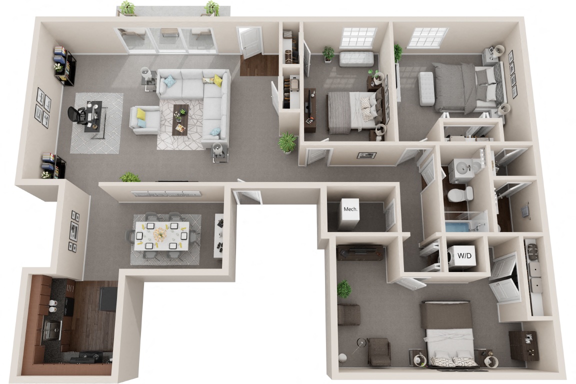3 Bedroom 1.5 Bath - Renovated floor plan