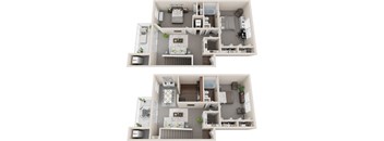 3 bed 2 bath, 1490sf 3d floor plan  at Kenilworth at Charles Apartments, Maryland, 21204