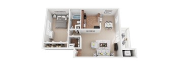1 Bedroom 1 Bathroom Floor Plan at Perring Park Apartments, Maryland