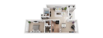 1 Bedroom 1 Bath Floor Plan at Kenilworth at Perring Park Apartments, Parkville, MD