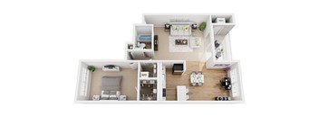 1 Bed 1 Bath Floor Plan at Kenilworth at Perring Park Apartments, Maryland