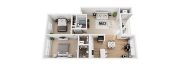 2 Bed 1 Bath Floor Plan at Kenilworth at Perring Park Apartments, Maryland