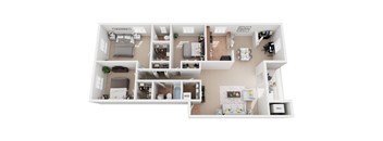 3 Bed 1.5 Bath Floor Plan at Kenilworth at Perring Park Apartments, Parkville, MD, 21234