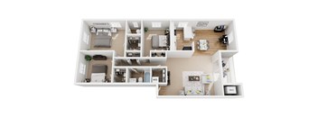 3 Bed 1 Bath Floor Plan at Kenilworth at Perring Park Apartments, Parkville, MD