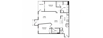 2 bed 2 bath Layfayette Floor Plan at Two Addison Place Apartments , Pooler