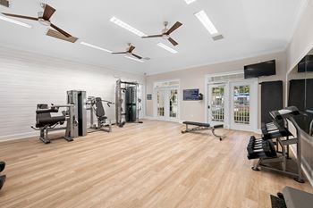 the gym at the preserve at green trees apartments sc