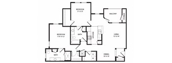 2 bed 2 bath Madison Floor Plan at Two Addison Place Apartments , Georgia