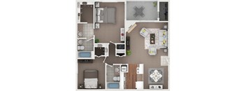 Brighton 2 bedroom 2 bath floor plan at McDonogh Township Apartments, Owings Mills, MD
