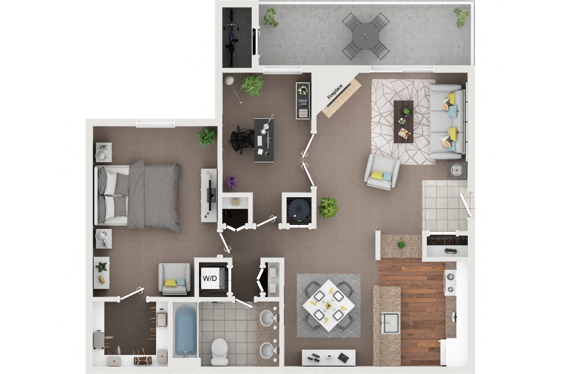Newfield 1 Bedroom 1 Bath Den floor plan
