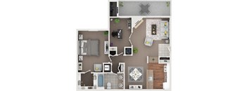 Newfield 1 bedroom 1 bath with den floor plan at McDonogh Township Apartments, Maryland