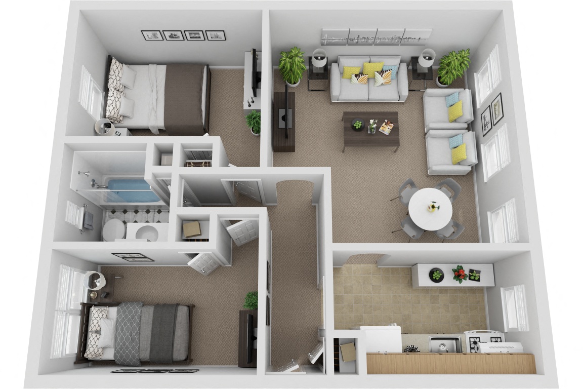 Two Bedroom One Bath floor plan