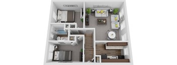 2 Bedroom 1 Bath 829sf  renovated floor plan, Mt. Ridge Apartments, Baltimore MD