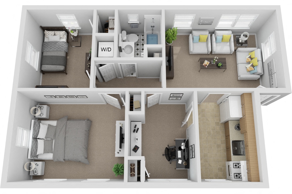 Two Bedroom One Bath Cottage floor plan