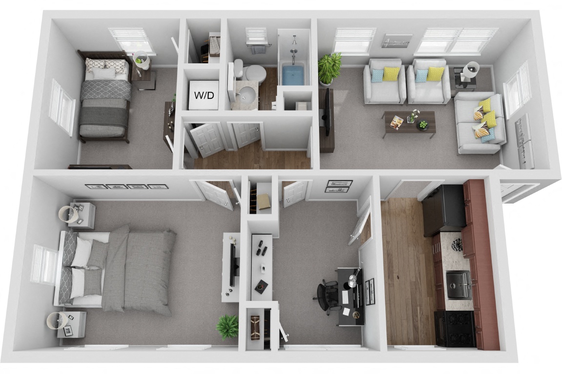 Two Bedroom One Bath Cottage Renovated floor plan