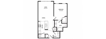 Orleans 1 bedroom 1.5 bath floor plan at Two Addison Place  Apartments Pooler GA