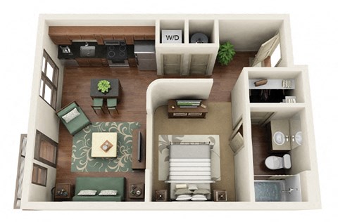 Atherton Studio Floor Plan at Park & Kingston Charlotte NC 28203