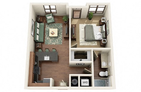 Camden 1 Bed 1 Bath Floor Plan at Park & Kingston Charlotte NC 28203