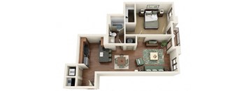 Catherine 1 Bed 1 Bath Floor Plan at  Park & Kingston Charlotte NC 28203