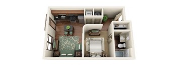 Dillworth 1 Bed 1 Bath Floor Plan at Park & Kingston Charlotte NC 28203