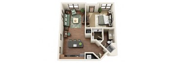 Hawkins 1 Bed 1 Bath Floor Plan at Park & Kingston Charlotte NC 28203