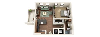 Mint 1 Bed 1 Bath Floor Plan atPark & Kingston Charlotte NC 28203