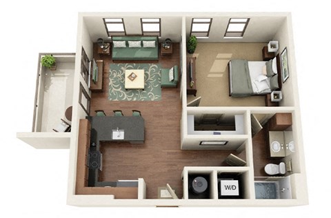 Mint 1 Bed 1 Bath Floor Plan atPark & Kingston Charlotte NC 28203