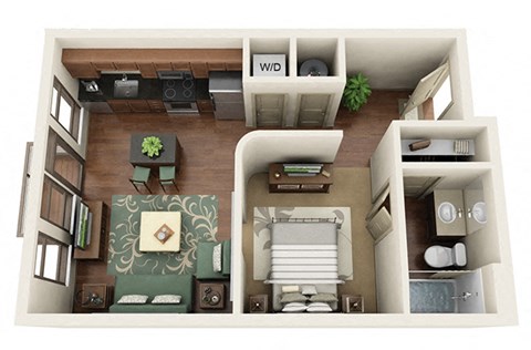Summit Studio Floor Plan at Park & Kingston Charlotte NC 28203