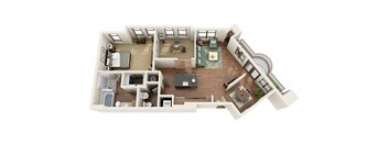 Uptown 1 Bed 1 Bath Floor Plan at Park & Kingston Charlotte NC 28203