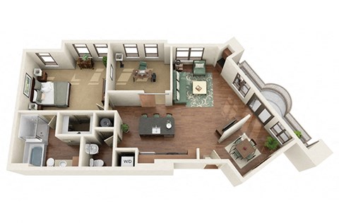 Uptown 1 Bed 1 Bath Floor Plan at Park & Kingston Charlotte NC 28203