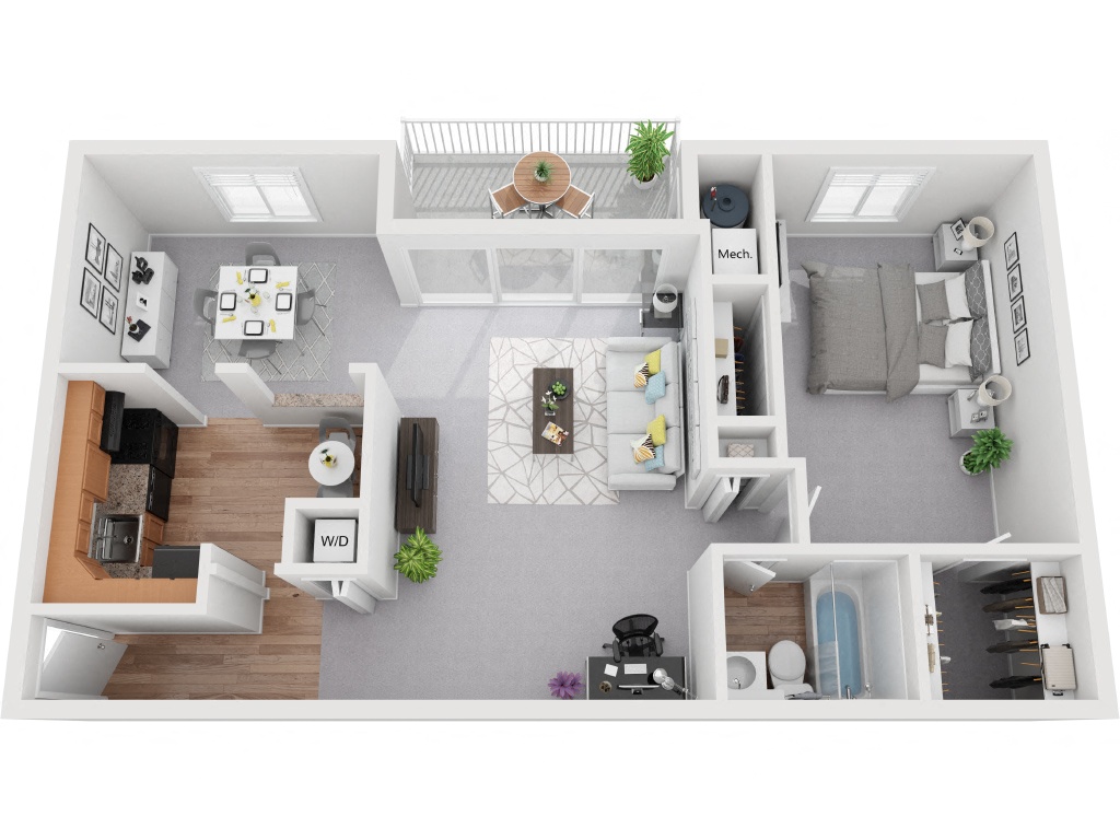 1 Bedroom 1 Bath floor plan