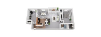 1 Bedroom 1 Bath with Den 983sf Floor Plan at, Padonia Village Apartments, Timonium MD