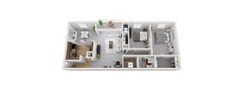 Renovated 2 Bedroom 1 Bath 1050sf Floor Plan at, Padonia Village Apartments, Timonium MD