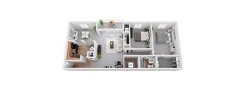 2 Bedroom 1 Bath 1050sf Floor Plan at Padonia Village Apartments, Timonium MD