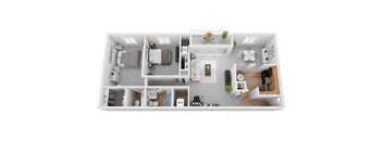 2 Bedroom 1.5 Bath 1055sf Floor Plan at, Padonia Village Apartments, Timonium MD