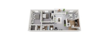 Renovated 2 Bedroom 1.5 Bath 1055sf Floor Plan,  at Padonia Village Apartments, Timonium MD