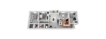 2 Bedroom 1.5 Bath with Den 1224sf Floor Plan,  at Padonia Village Apartments, Timonium MD