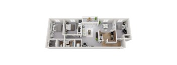 Renovated 2 Bedroom 1.5 Bath with Den1224sf Floor Plan, atPadonia Village Apartments, Timonium MD