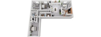 3 Bedroom 2 Bath 1292sf Floor Plan at Padonia Village Apartments, Timonium MD