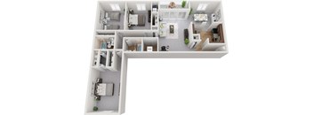 Renovated 3 Bedroom 2 Bath 1292sf Floor Plan at  Padonia Village Apartments, Timonium MD