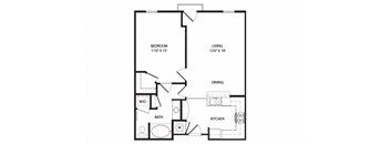 1 bed 1 bath Reynolds Floor Plan at Two Addison Place Apartments , Pooler, Georgia