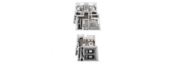3 bedroom 2 bath 1600 sf townhome 3D Floor Plan @ St. Marys Square North